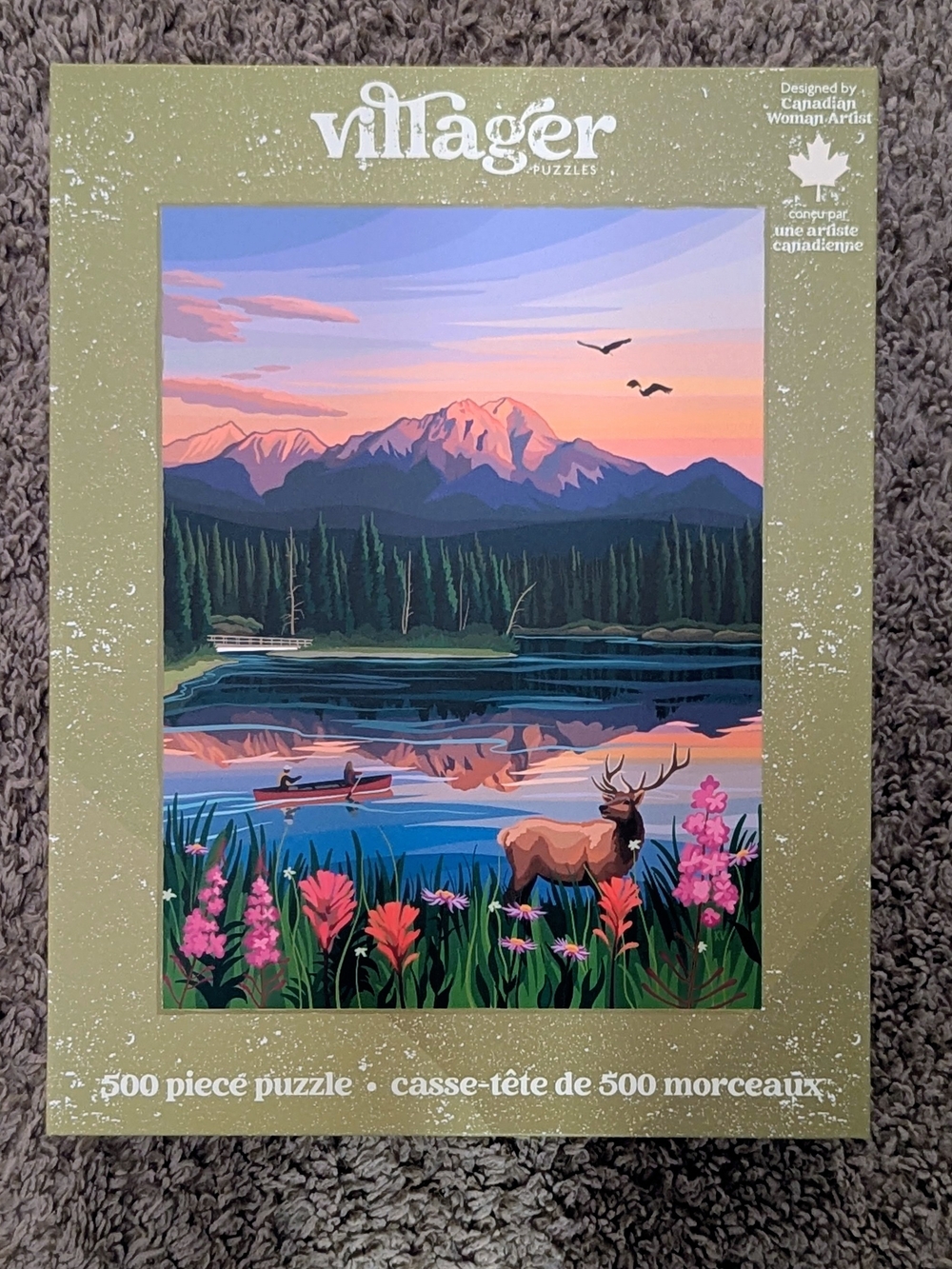 Villager Puzzles Canadian Mountain & Elk 500-Piece Jigsaw Puzzle